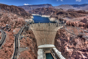 Hoover+Dam+Adrenaline+Rush+Slingshot a canyon with a mountain in the background